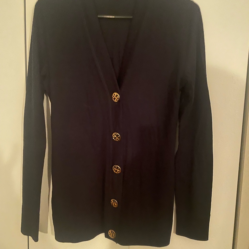 Tory Burch Navy Cardigan with Gold Buttons